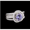 Image 1 : 1.10 ctw Tanzanite and Diamond Ring - 14KT White Gold