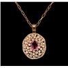 Image 1 : 14KT Rose Gold 2.16 ctw Tourmaline and Diamond Pendant With Chain