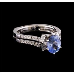 1.46 ctw Sapphire and Diamond Ring - 18KT White Gold