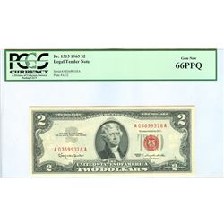 1963 PCGS GN66PPQ $2 Red Seal Legal Tender Bank Note