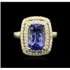 Image 2 : 14KT Yellow Gold 4.89 ctw Tanzanite and Diamond Ring