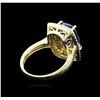 Image 3 : 14KT Yellow Gold 4.89 ctw Tanzanite and Diamond Ring