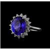 Image 1 : 8.04 ctw Tanzanite and Diamond Ring - 14KT White Gold