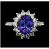 Image 2 : 4.03 ctw Tanzanite and Diamond Ring - 14KT White Gold