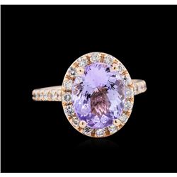 3.63 ctw Tanzanite and Diamond Ring - 14KT Rose Gold