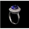 Image 4 : 4.00 ctw Tanzanite and Diamond Ring - 14KT White Gold