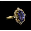 Image 1 : 5.13 ctw Tanzanite and Diamond Ring - 14KT Yellow Gold