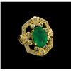 14KT Yellow Gold 3.73 ctw Emerald and Diamond Ring