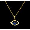 Image 1 : 14KT Yellow Gold Evil Eye Pendant With Chain
