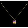 Image 2 : 14KT Yellow Gold 11.21 ctw Ametrine and Diamond Pendant With Chain