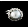 Image 2 : 0.40 ctw Pearl and Diamond Ring - 14KT White Gold