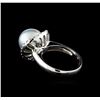 Image 3 : 0.40 ctw Pearl and Diamond Ring - 14KT White Gold