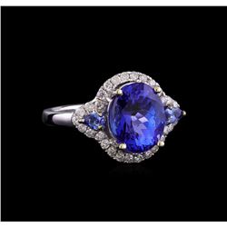 4.74 ctw Tanzanite and Diamond Ring - 14KT White Gold