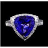 Image 2 : GIA Cert 5.54 ctw Tanzanite and Diamond Ring - Platinum