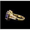 Image 3 : 14KT Yellow Gold 5.03 ctw Tanzanite and Diamond Ring