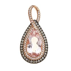 3.54 ctw Morganite and Diamond Pendant - 14KT Rose Gold