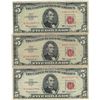 Image 1 : 1963 $5 VG/XF Red Seal Note Lot of 3