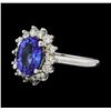 Image 1 : 3.02 ctw Tanzanite and Diamond Ring - 14KT White Gold