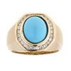 Image 1 : 2.95 ctw Turquoise and Diamond Ring - 14KT Yellow Gold