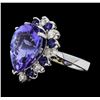 Image 1 : 11.38 ctw Tanzanite, Sapphire and Diamond Ring - 14KT White Gold