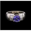 Image 2 : Platinum 1.63 ctw Tanzanite and Diamond Ring