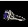 Image 3 : 9.62 ctw Tanzanite and Diamond Ring - 14KT White Gold