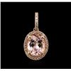 Image 1 : 14KT Rose Gold 1.70 ctw Morganite and Diamond Pendant