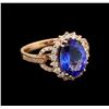 Image 1 : 14KT Rose Gold 4.13 ctw Tanzanite and Diamond Ring