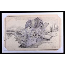 Frank Cuts the Rope Original Ink Drawing