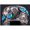 Image 2 : Signed Navajo Sterling Silver Turquoise Claw Cuff