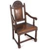 Image 1 : 19th Century Leather Upholstered Carved Chair