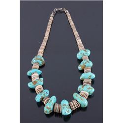 Navajo Turquoise & Discoidal Shell Necklace