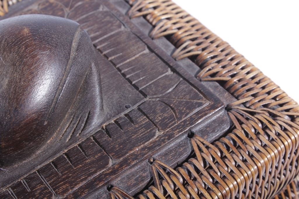 Eskimo Inuit Frog Totem Pine Needle Woven Box