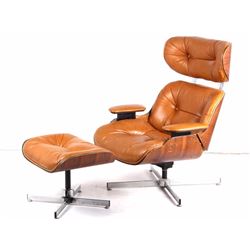 Selig Mid-Century Leather Lounge Chair Eames 1960