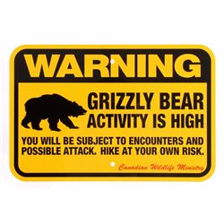 Grizzly Bear Warning Sign from Canada