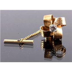 14K Gold and Diamond Tie Tack