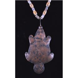 Hudson Bay Copper Beaver Effigy Necklace 1800-1850