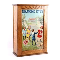 Antique Diamond Dyes Oak General Store Cabinet