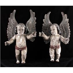 Renaissance Era Carved Wooden Putti Angels