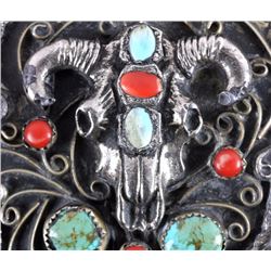 Navajo Silver and Turquoise Belt Buckle