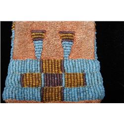 Sioux Beaded Tobacco Pouch with Red Ocher Dye