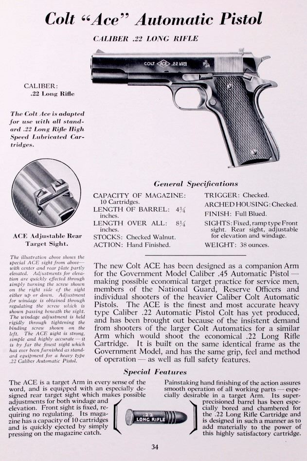 1938 Colt Revolvers and Automatic Pistols Catalog