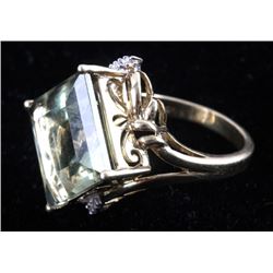 10K Gold Diamond & Prasiolite Ring