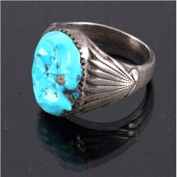 Zuni Sterling Silver Turquoise Nugget Ring