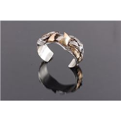 Allen Chee Navajo Sterling Silver Gold Watch Cuff