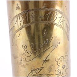 WWI German 77mm Brass Trench Art Artillery Shell