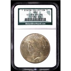 Binion Collection 1922 Silver Peace Dollar