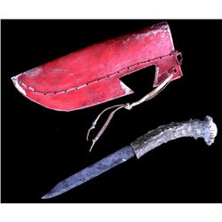 Blackfoot Parfleche Scabbard And Elk Handle Knife