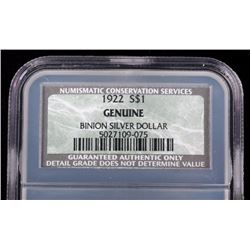 Binion Collection 1922 Silver Peace Dollar