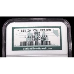 Binion Collection 1923 Silver Peace Dollar